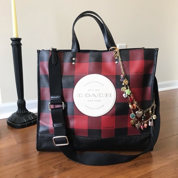 Coach Handbags - Coach Dempsey Tote Bag 40 With Buffalo Plaid Print And Coach Patch